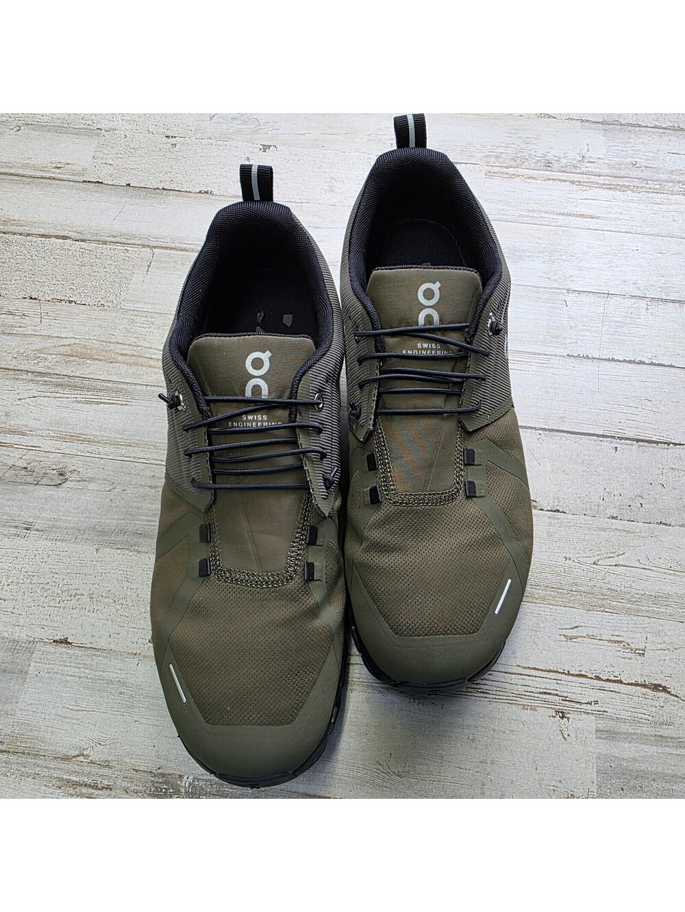 On Cloud 5 Waterproof Running Shoes Size 11 Olive Green Black Sneakers CloudTec